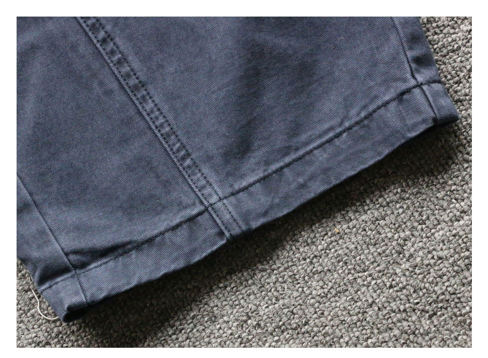 Blue Vintage Utility Pants, Heavy-Duty Washed Distressed Casual Loose Wide-Leg Men's Long Pants Made of Pure Cotton