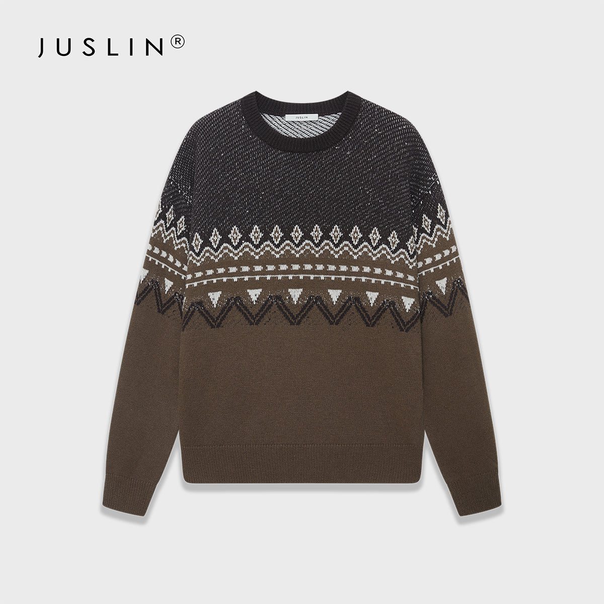 Color-Block Fair Isle Wool-Blend Sweater – Oversized Drop-Shoulder Knit (Unisex)