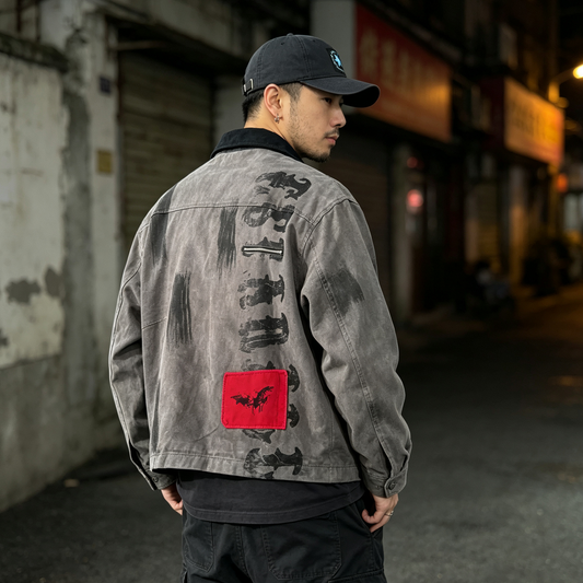 American Vintage Detroit Jacket – Patchwork Embroidered Oversized Unisex Work Jacket – Japanese vintage | yamalin clothes | Yamalinclothes