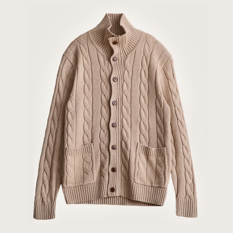 Twist Knit Collar Jacket – Old Money Wool Blend Men – Japanese vintage | fall outfits 2026 | fall winter outfits | classy winter outfits | lazy comfy outfits | japanese streetwear | vintage workwear | yamalin clothes | Yamalinclothes