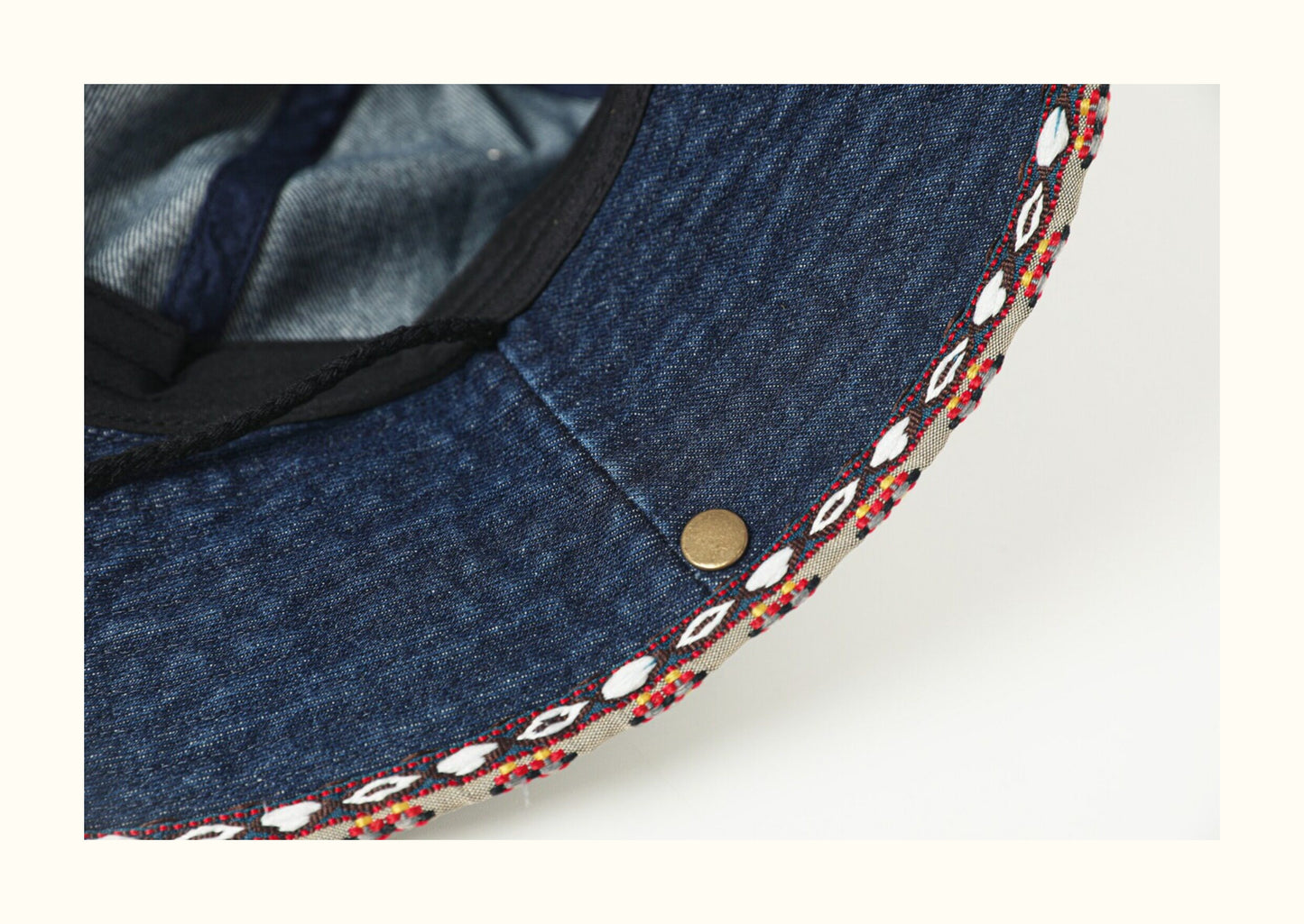 Ethnic style retro denim bucket hat for women, summer outdoor sun protection hat, camping, hiking, fishing, sun hat for men