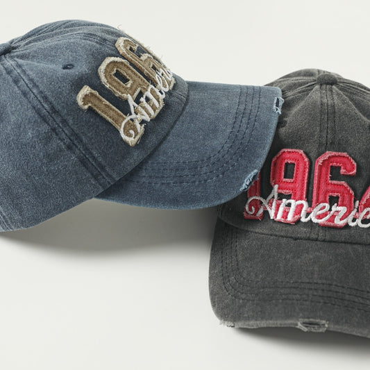 Hats for men and women, face-enhancing small baseball caps, Korean style washed digital appliqué baseball caps, men's spring/summer Japanese style