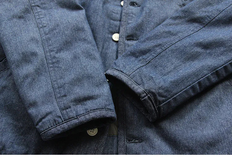 Japanese retro mountain cargo jacket thick little cotton clothes, Ami Ka Ji layered denim V-neck jacket jacket tide | Japanese vintage | yamalin clothes | Yamalinclothes