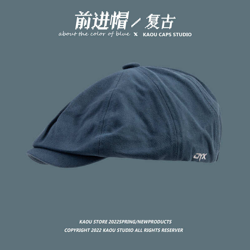 Japanese retro forward hat front and back can wear peaked hat, men's khaki newsboy hat, hipster beret female painter hat