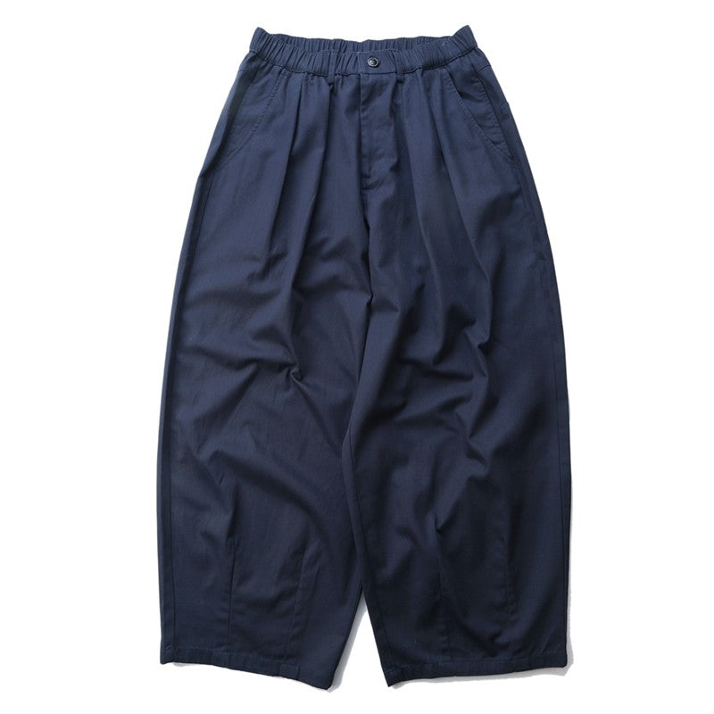 Cotton Wide-Leg Pants – Pleated Front & Elastic Waist