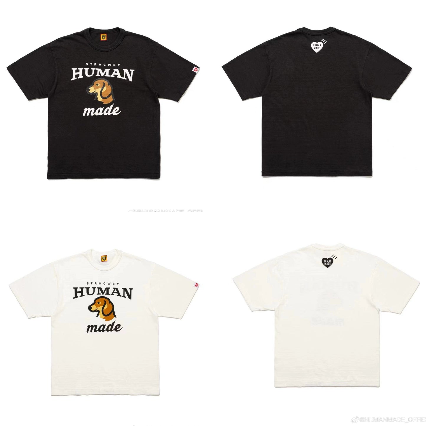 Japanese summer slub cotton short-sleeved T-shirt heavy round collar loose casual animal print