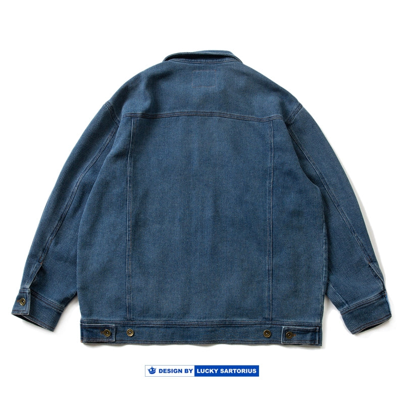 cityboy loose silhouette cargo denim jacket washed distressed texture young men japanese jacket men