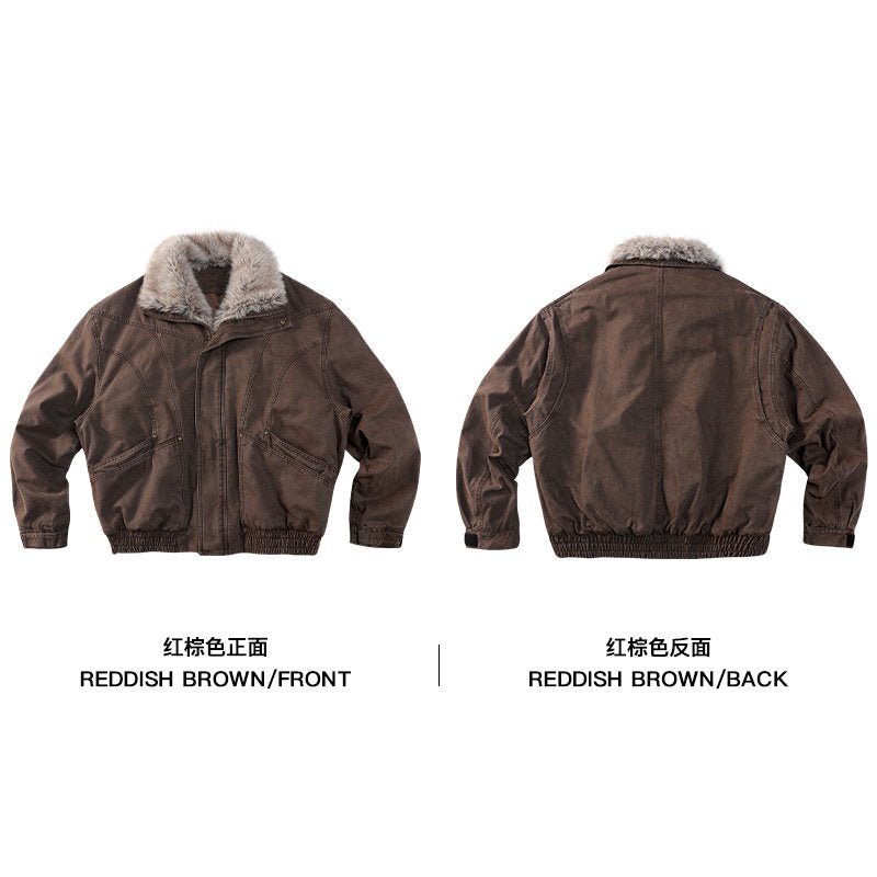Frost Ice Texture Leather Jacket – Loose Heavyweight Winter Unisex