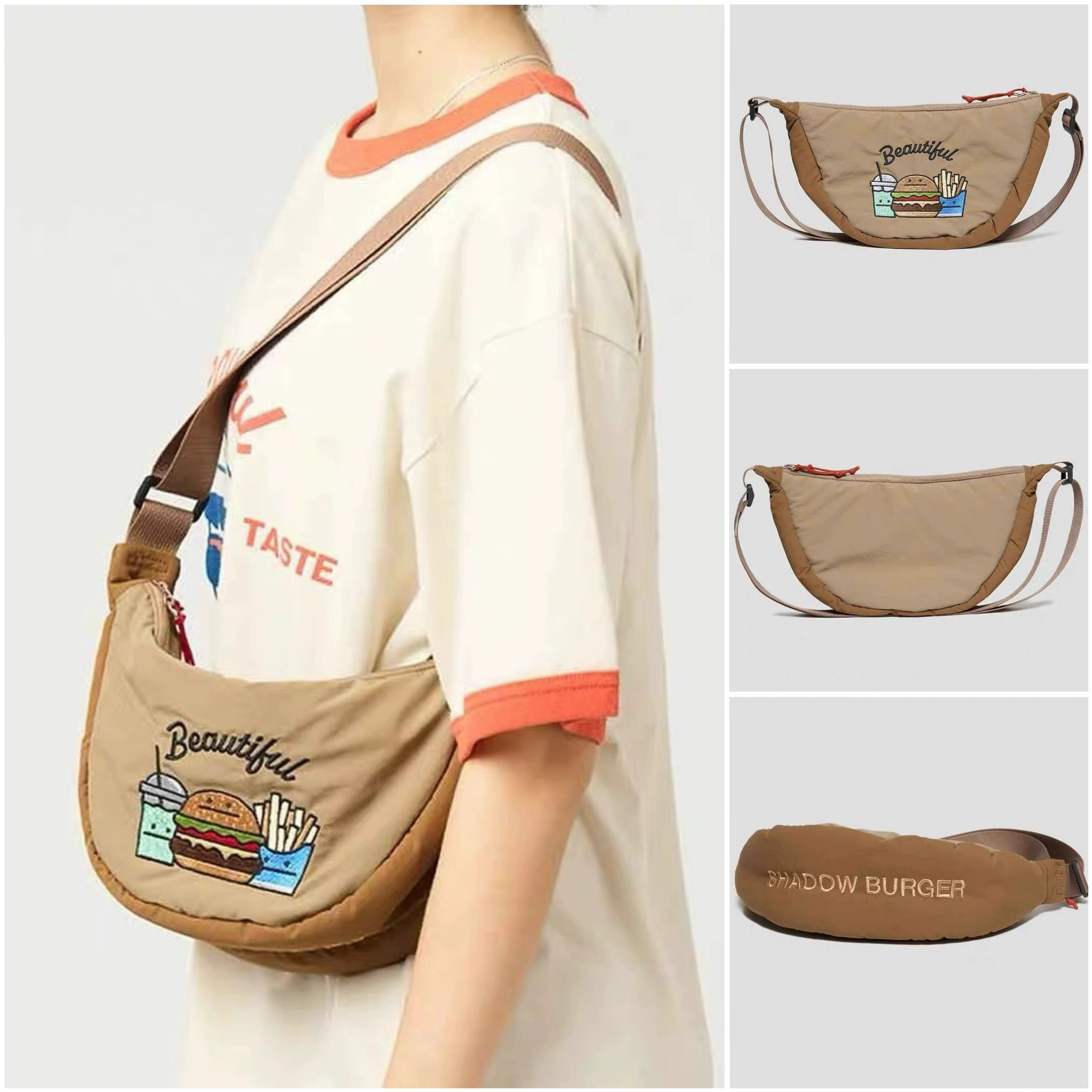 cotton arabesque water ripple cowhide Japanese men's and women's trend crossbody shoulder bag