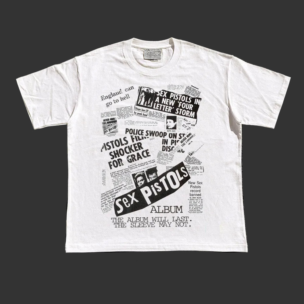 220GSM Punk Rock Graphic T-Shirt - Loose Fit Retro Streetwear Short Sleeve Tee for Men – Japanese vintage | yamalin clothes | Yamalinclothes