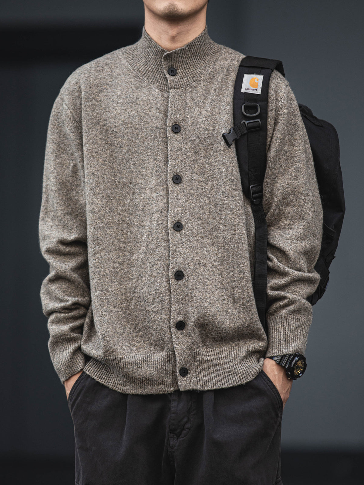 Wool Blend Half-Turtleneck Cardigan – Old Money Knit Men | Yamalinclothes