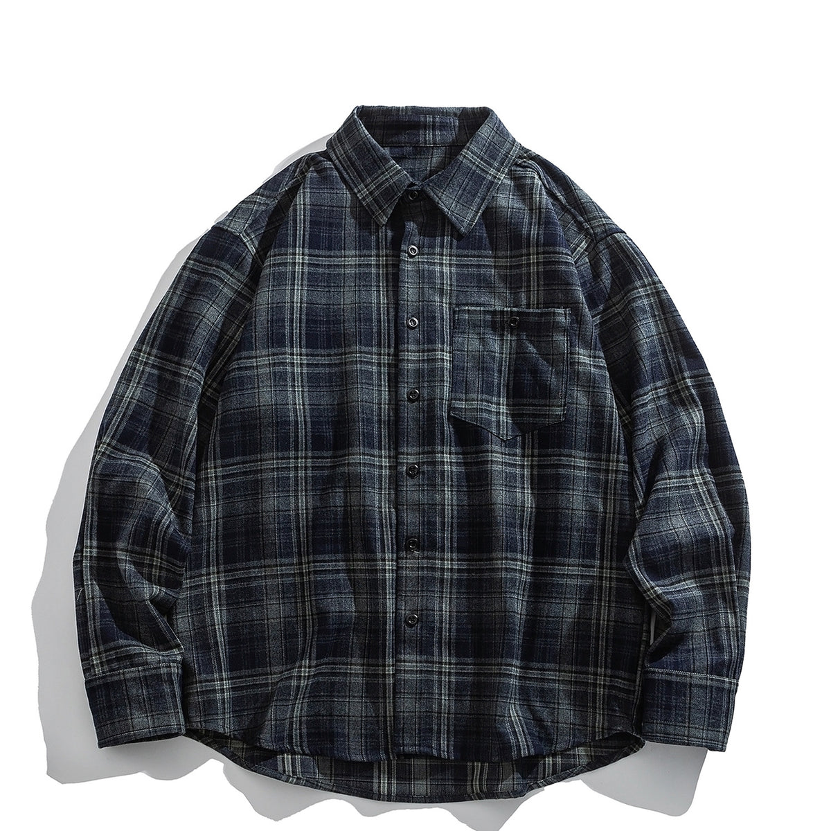 Japanese Vintage Large Plaid Wool-Blend Long-Sleeve Shirt – Oversized Unisex | Yamalinclothes