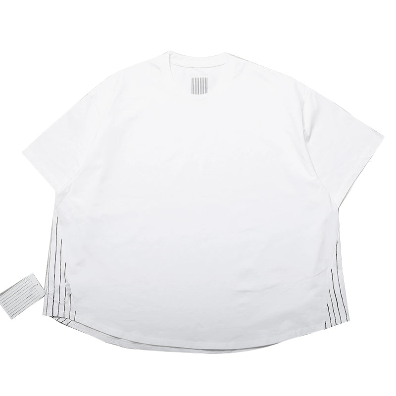 Clearance handling is very loose SFC side stripe wide cotton short sleeve Japanese loose