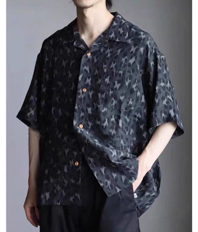caban Nakamura Japanese couple casual Hawaiian leopard print short sleeve cardigan shirt