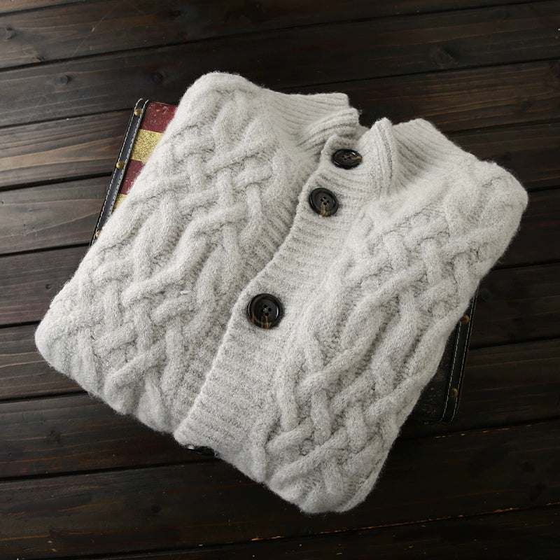 Heavy goods! 55% wool + 20 yak wool Italian high-end men's thickened knitted cardigan sweater jacket