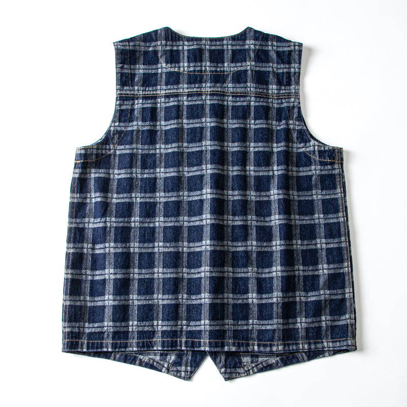 Japanese retro American casual wash, Aramco Ka Ji heavy denim denim cargo couple vest