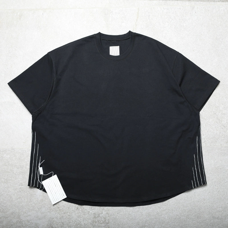 Clearance handling is very loose SFC side stripe wide cotton short sleeve Japanese loose