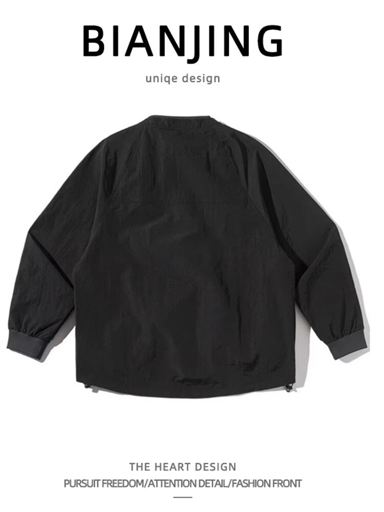 Mountain outdoor functional windbreaker jacket men's pocket stitching loose retro casual handsome versatile jacket jacket men