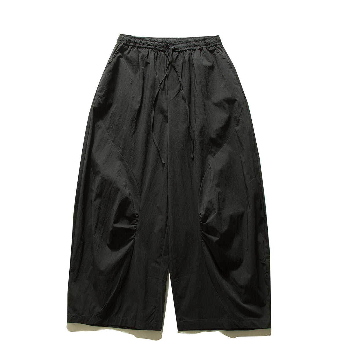 Japanese Pleated Wide-Leg Cargo Trousers – Oversized Unisex Elastic Waist Slacks | Yamalinclothes