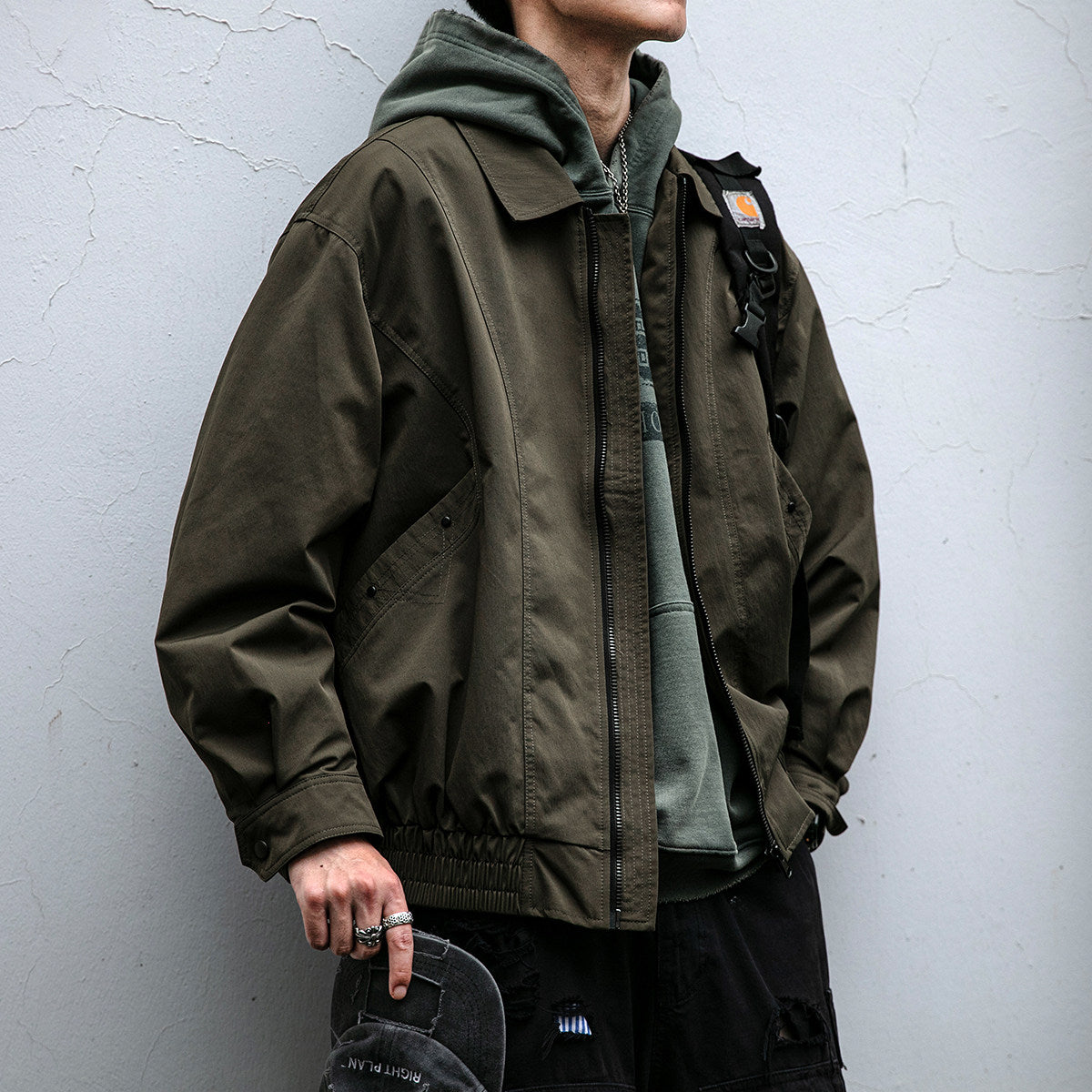 Deconstructed Lapel Cargo Jacket – Loose Vintage Unisex Streetwear – Japanese vintage | yamalin clothes | Yamalinclothes