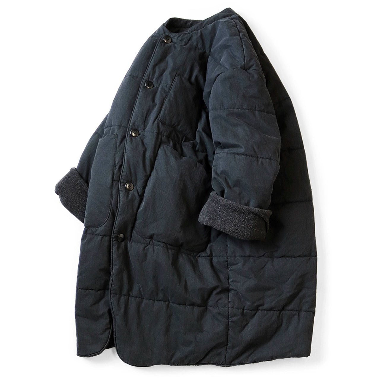 23AW Japanese casual mid-length five-point quilt wrap cotton jacket