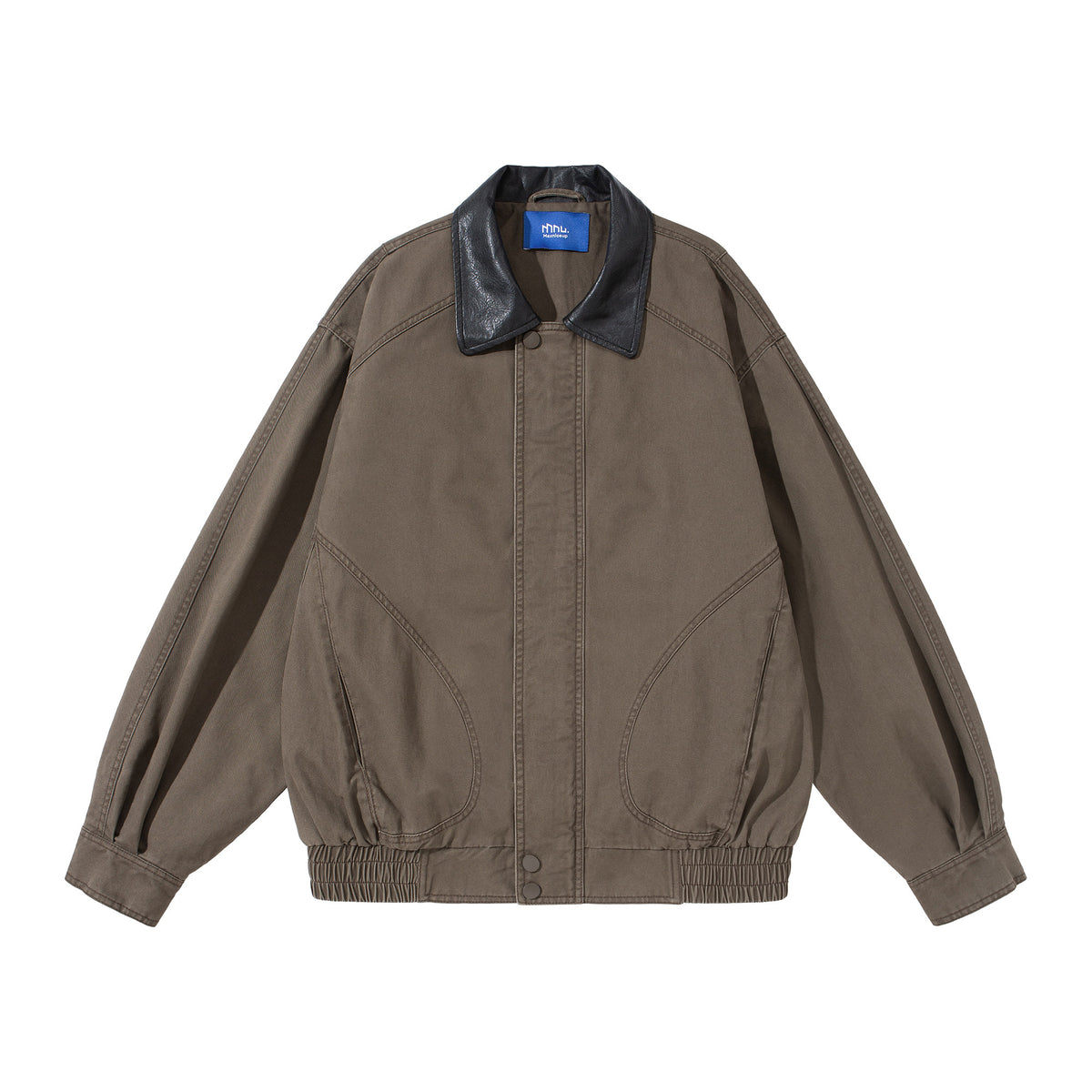 Leather Collar Patchwork Lapel Jacket – Vintage Cargo Cropped Unisex
