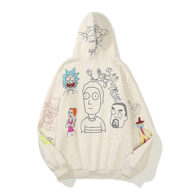 Comic hand-drawn graffiti limited loose hoodies hoodies