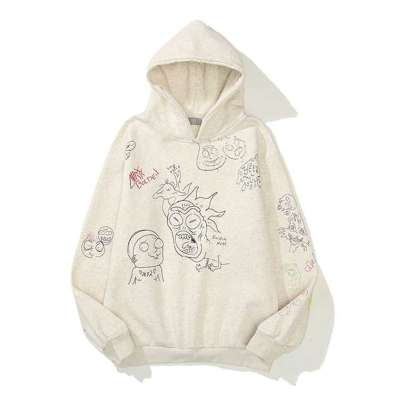 Comic hand-drawn graffiti limited loose hoodies hoodies