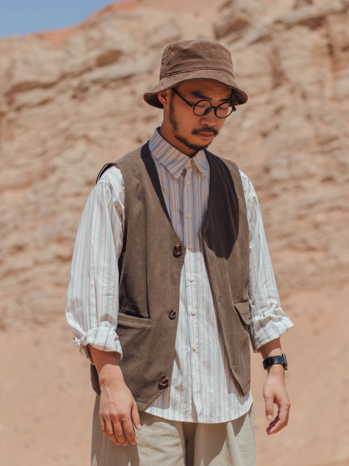 Corduroy overalls vest for men, spring and autumn, Japanese retro vest vest, casual vest coat