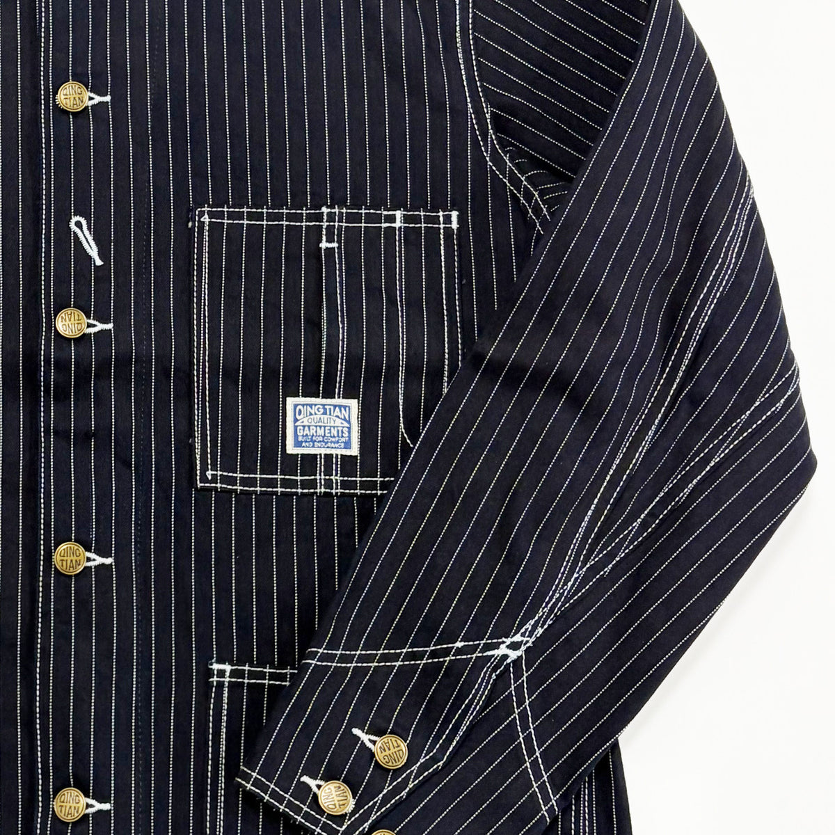 Vertical Stripe Heavyweight Railroad Four-Pocket Work Jacket – American Vintage Unisex | Yamalinclothes | Vintage workwear outfit