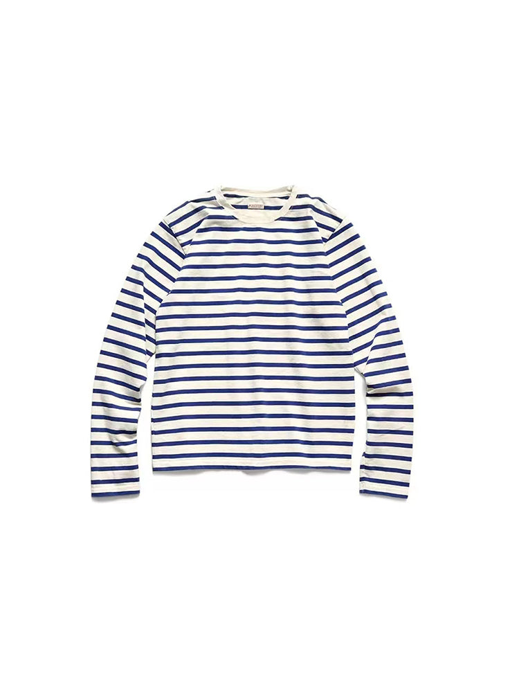 Japanese men's and women's striped four-eye smiley face print casual long-sleeved base shirt T-shirt