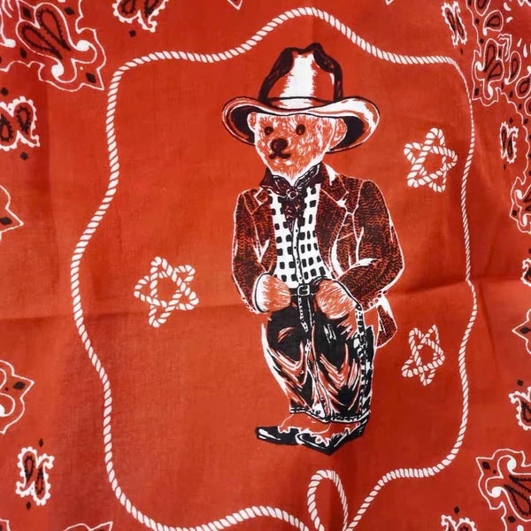Mr. Bear American Retro Silk Screen Printing Ami Ka Ji 55cm Red Scarf Banana Non rlpolo