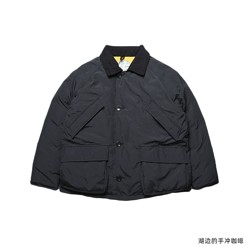 Japanese casual retro hunting suit corduroy collar and fleece inner down jacket thick to carry the cold