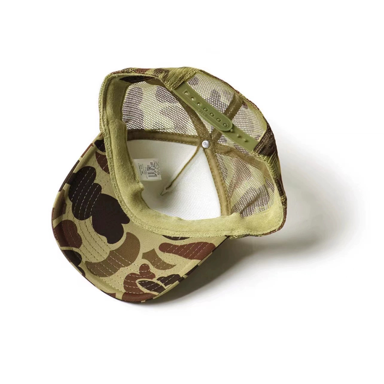 camouflage foam print smiley mesh breathable stitching baseball cap