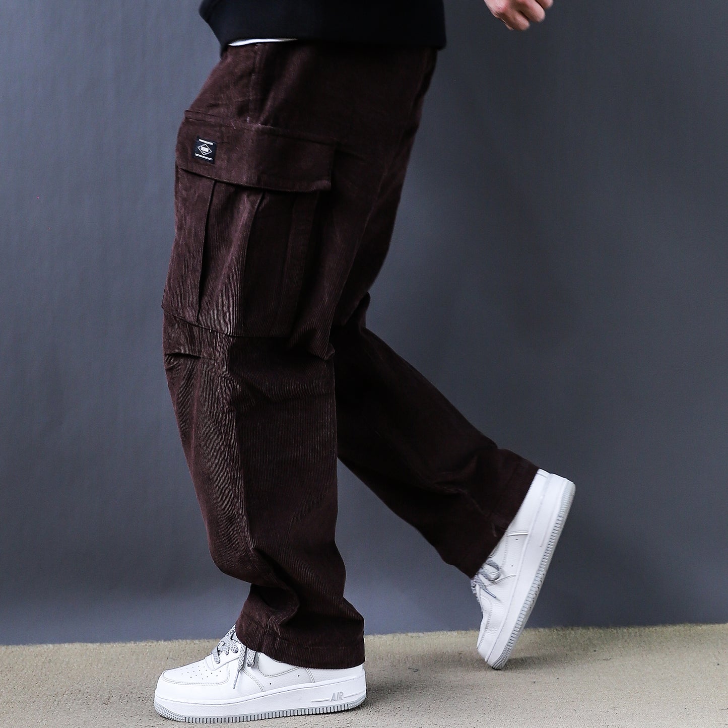 Army Green American Retro Washed Large Pocket Cargo Spring and Autumn Cotton Tide Brand Loose Straight Corduroy Trousers 2025