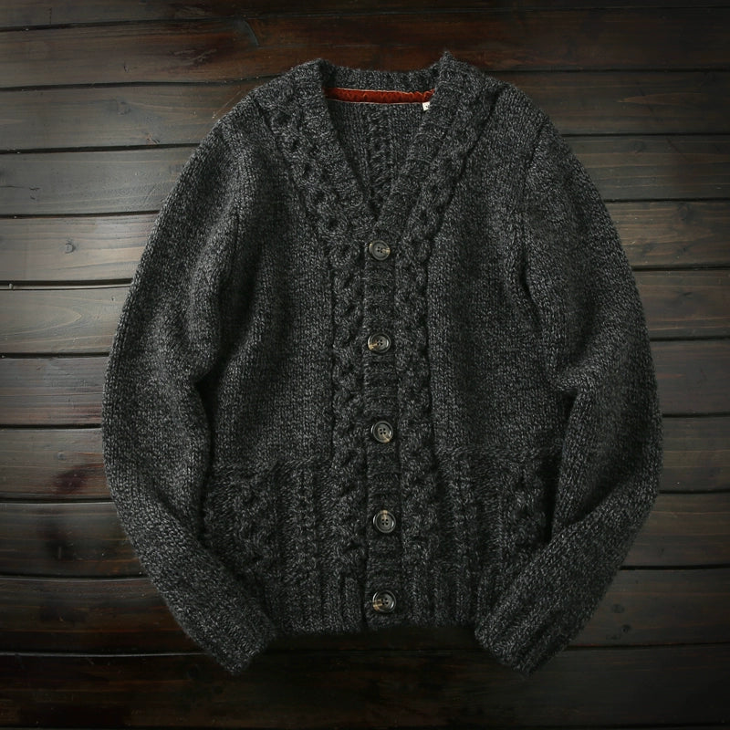 Heavy continuation of the Italian order for high-end men's autumn and winter thickened warm wool knitted cardigan sweater jacket