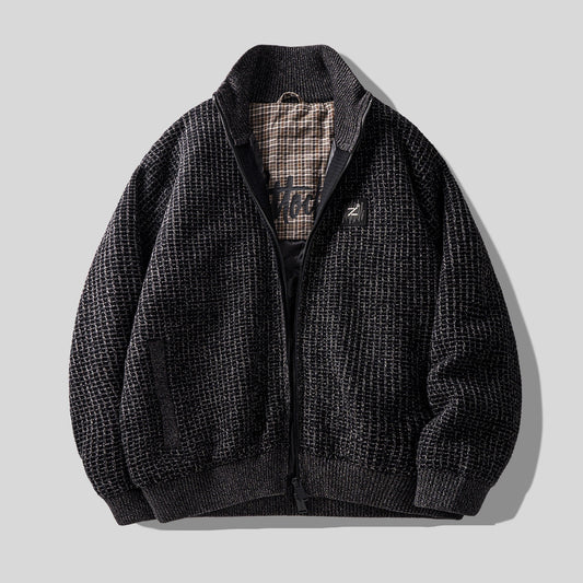 90% Duck Down Check Knit Puffer Jacket – Men's Oversized Winter Coat – Japanese vintage | yamalin clothes | Yamalinclothes