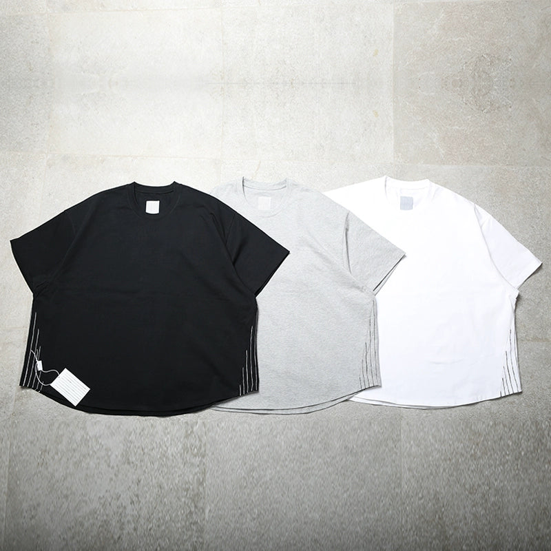 Clearance handling is very loose SFC side stripe wide cotton short sleeve Japanese loose