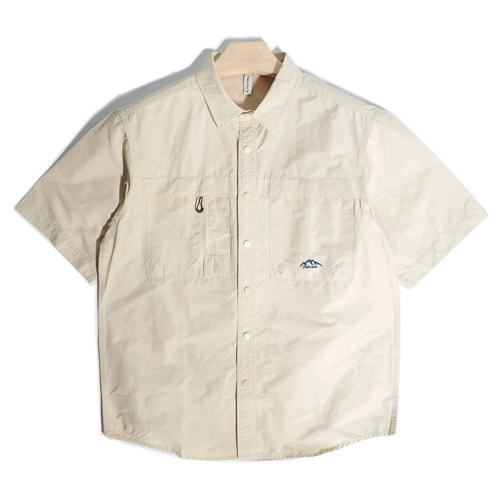 Mountain outdoor embroidery cargo shirt Hong Kong fan energy pocket Japanese loose casual sunscreen short-sleeved shirt jacket