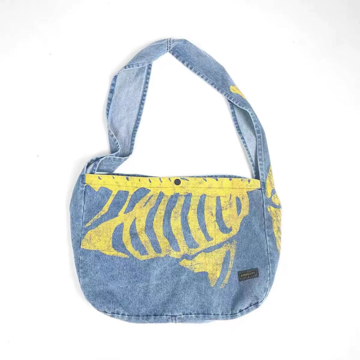 cotton arabesque water ripple cowhide Japanese men's and women's trend crossbody shoulder bag
