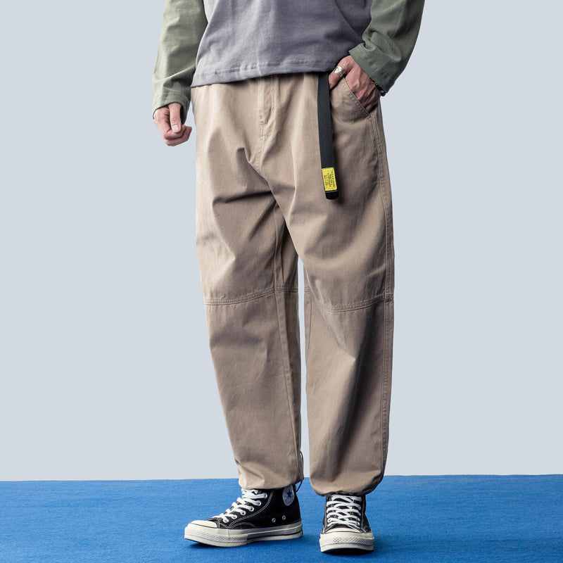 Japanese retro corduroy pocket stitching feet casual pants cotton cloth pants men's trend