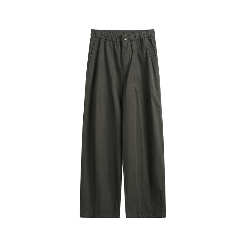 Cotton Work Pants – Elastic Waist & Wide Straight Leg | Yamalinclothes