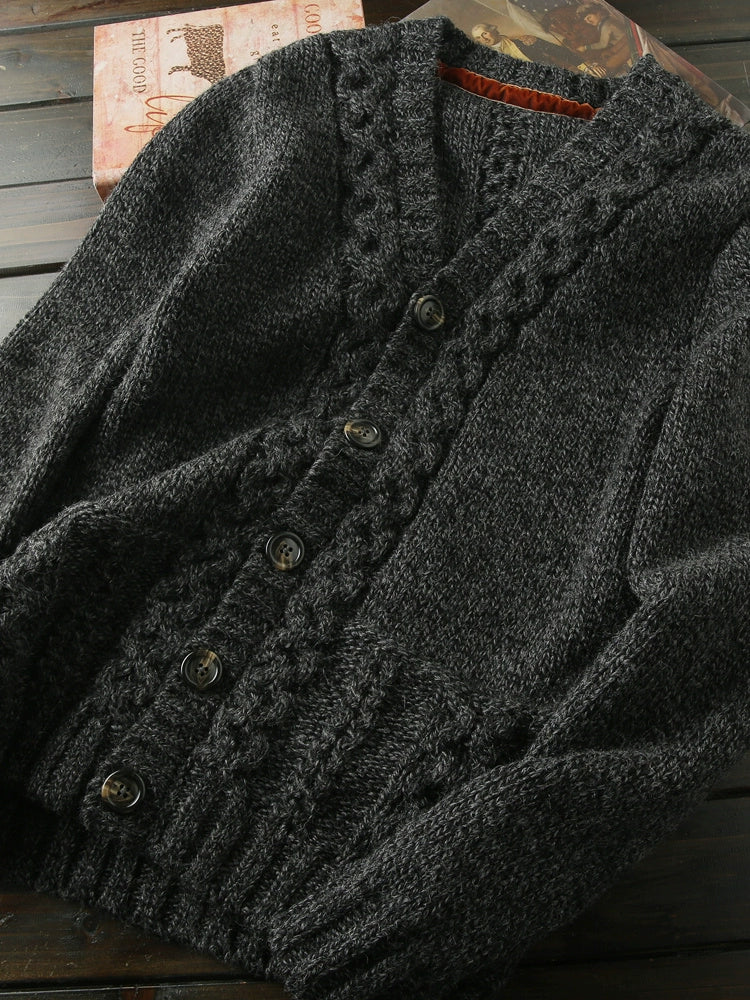 Heavy continuation of the Italian order for high-end men's autumn and winter thickened warm wool knitted cardigan sweater jacket