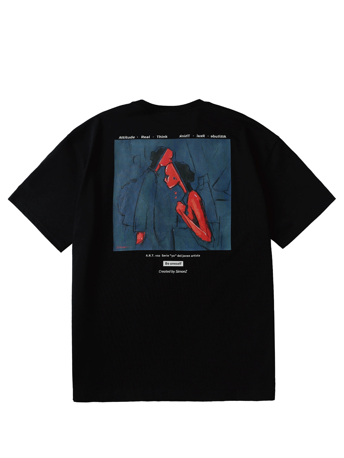 Artist limited illustration print round collar short sleeve summer loose slightly shoulder T-shirt