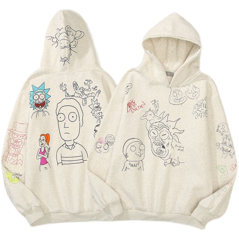 Comic hand-drawn graffiti limited loose hoodies hoodies