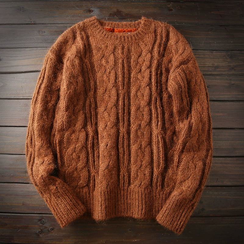 Heavy goods! 58% mohair + 15 wool Italy order high-end men's thickened sweater winter