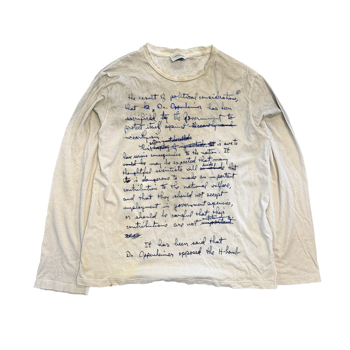 Ten porphyrSHIBU old-fashioned text, vintage, dirty, long-sleeved, ins, trend, misanthropic decadent top, punk wear | Yamalinclothes