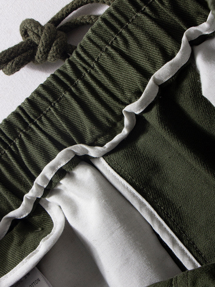 Cotton Work Pants – Drawstring Waist & Relaxed Fit