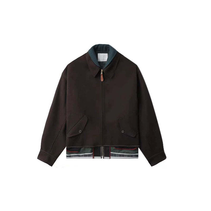 Japanese relaxed-fit layered-lapel wool tweed jacket