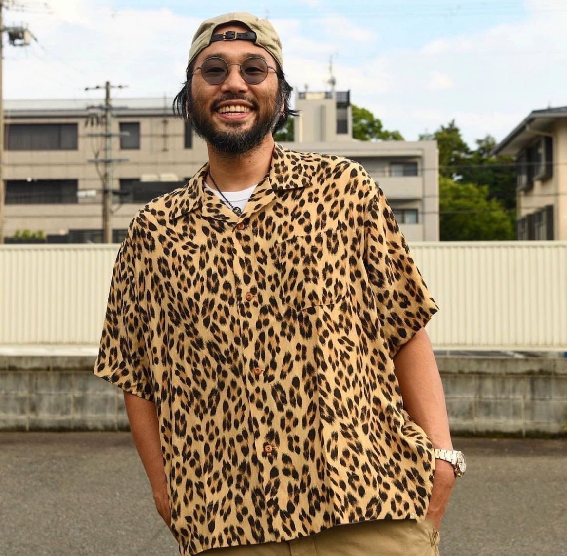 caban Nakamura Japanese couple casual Hawaiian leopard print short sleeve cardigan shirt
